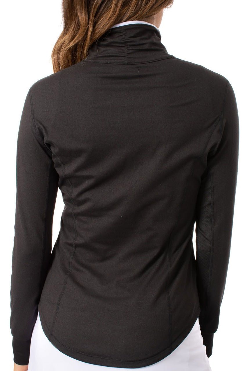 Black Contrast Quarter Zip Pullover - GolftiniTech Jackets