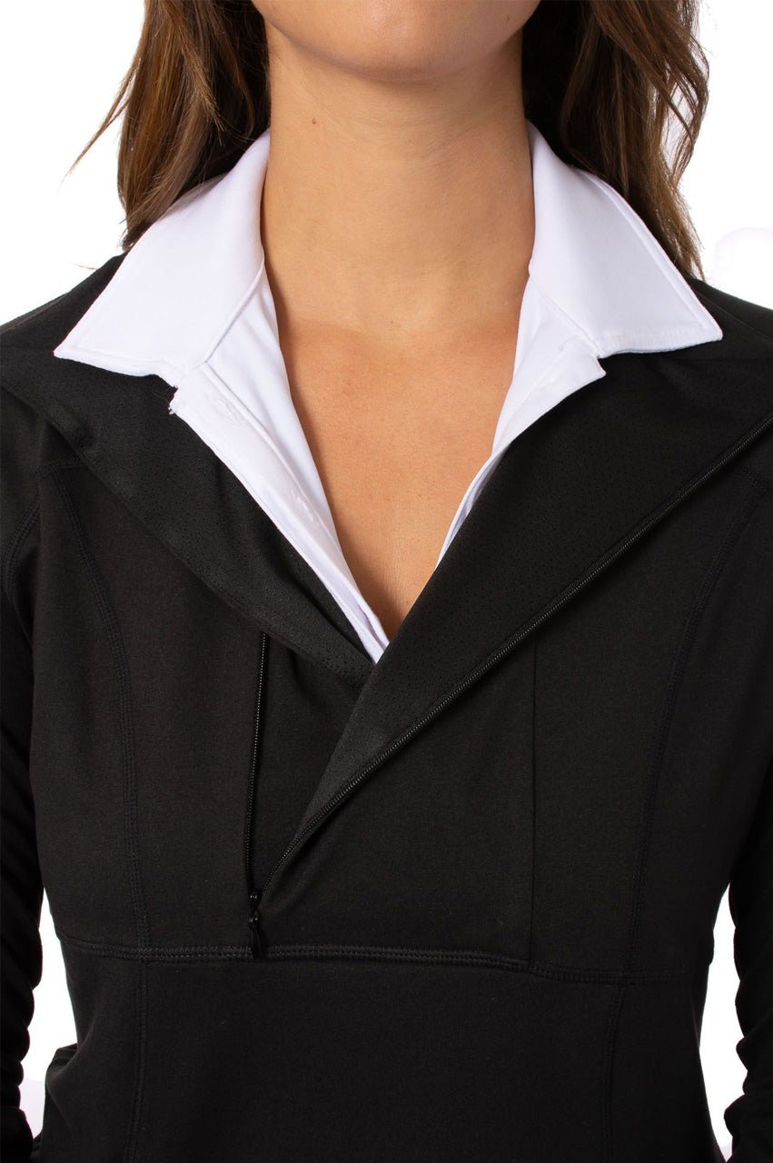 Black Contrast Quarter Zip Pullover - GolftiniTech Jackets