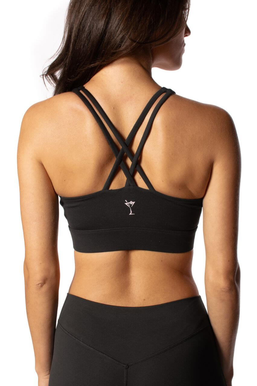 Black Crossover Sports Bra - GolftiniTops