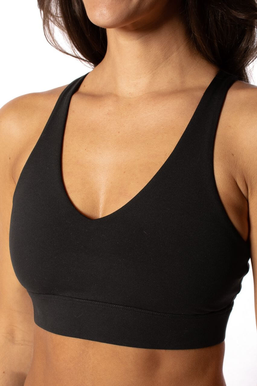 Black cotton sports bra online