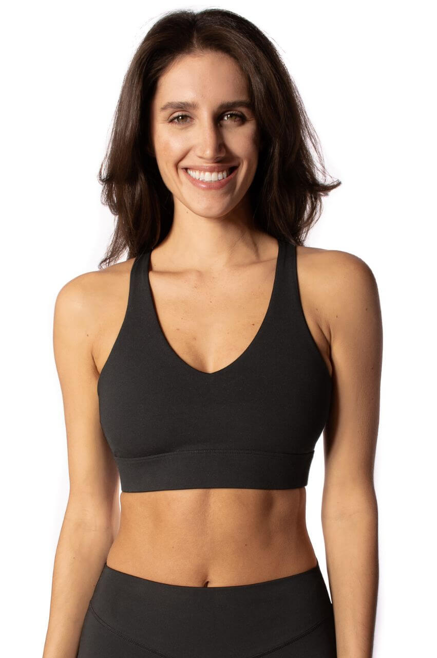 Black Crossover Sports Bra - GolftiniTops