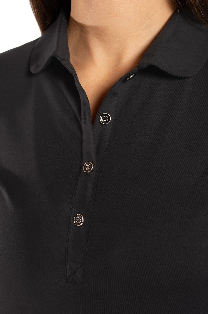 Black Fabulous Elbow Polo - GolftiniTops