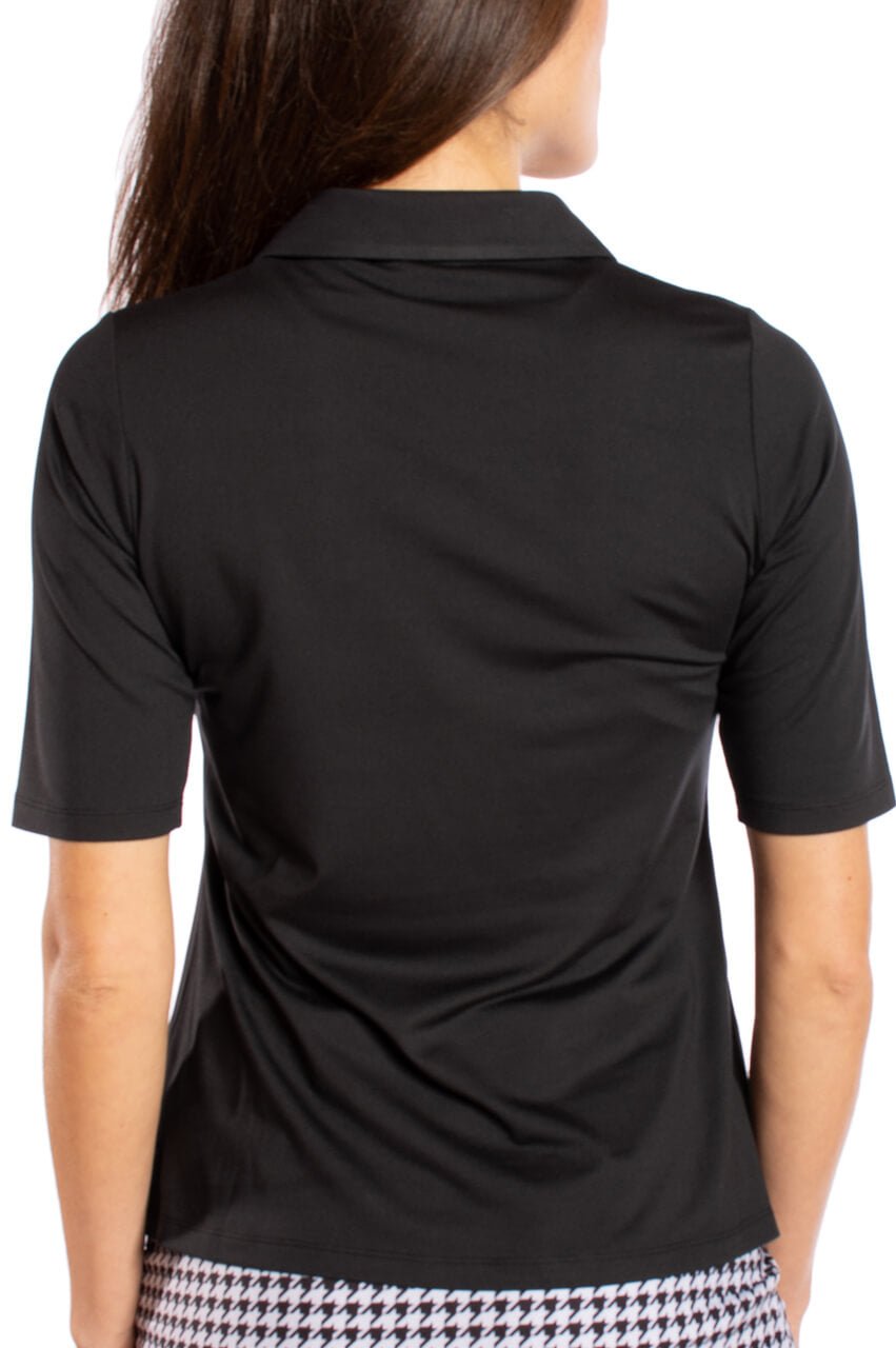 Black Fabulous Elbow Polo - GolftiniTops