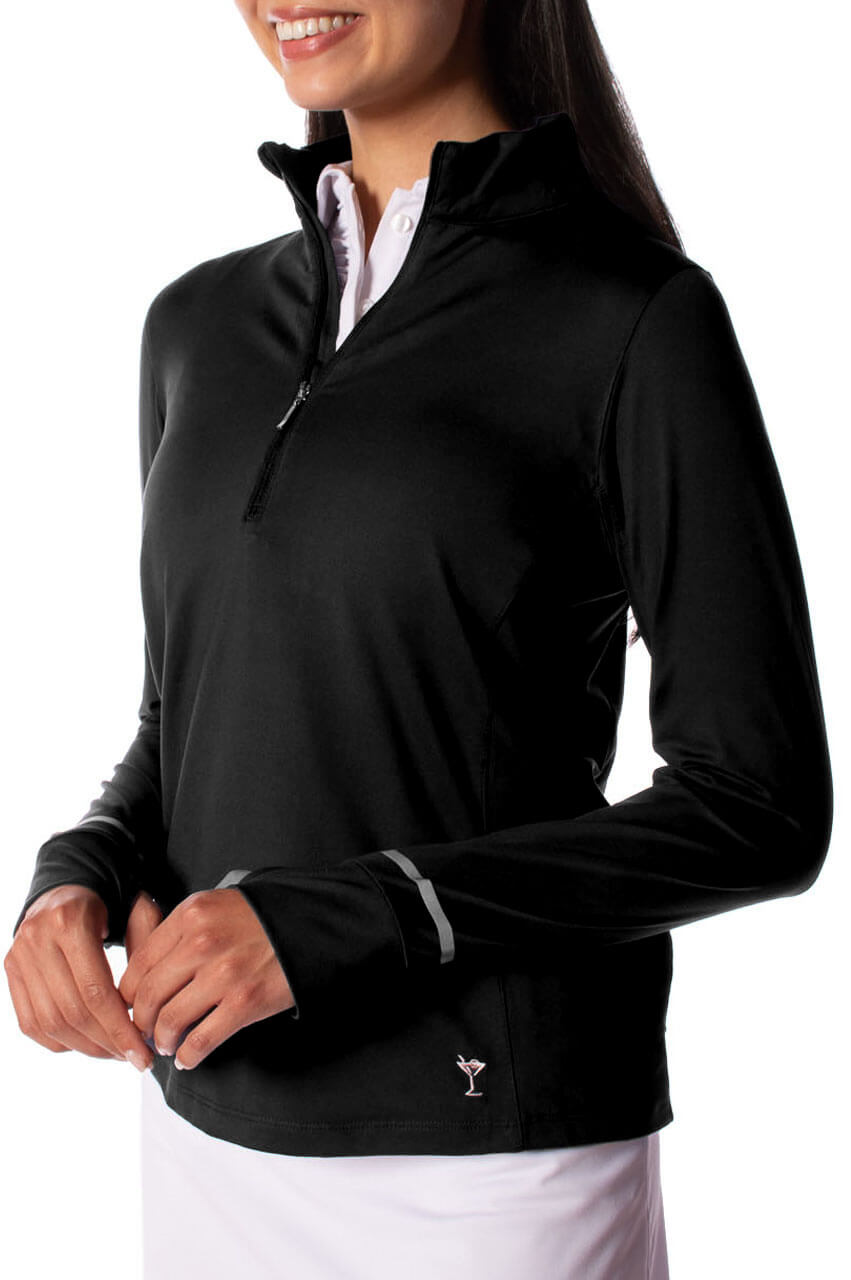 Black Fabulous Mock Pullover - GolftiniTops