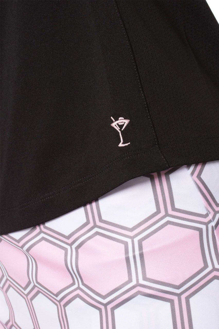 Black Long Sleeve Zip Polo - GolftiniTops