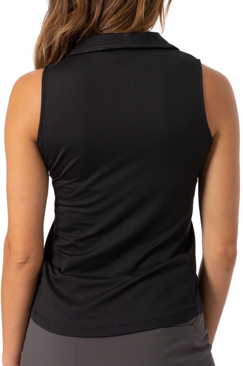 Black Sleeveless Fabulous Polo - GolftiniTops