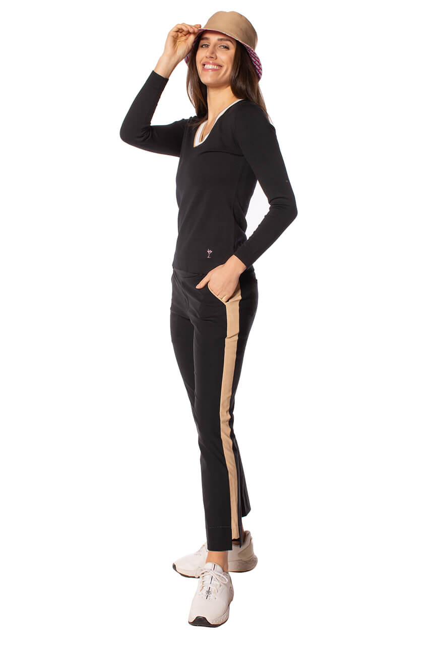 Black/Camel Stretch Ankle Pant - GolftiniPant