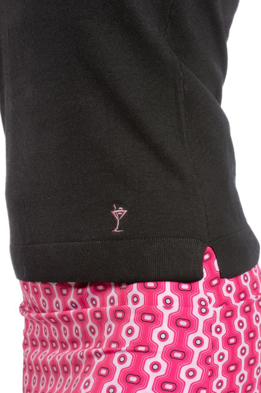 Black/Hot Pink Stretch V - Neck Sweater - GolftiniSweaters