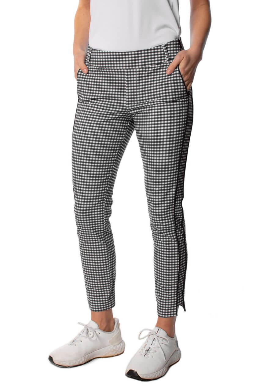 Black/White Checkered Stretch Ankle Pant - GolftiniPant