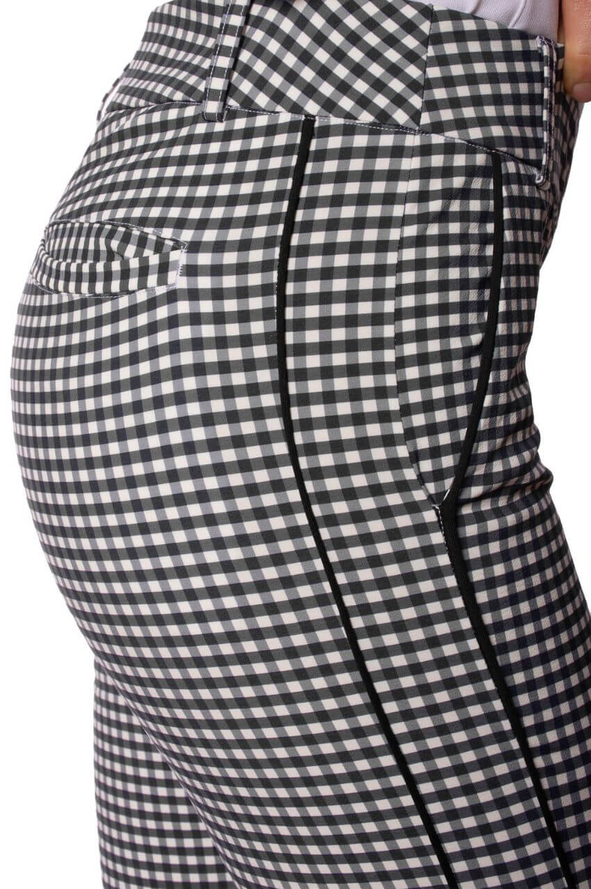 Black/White Checkered Stretch Ankle Pant - GolftiniPant