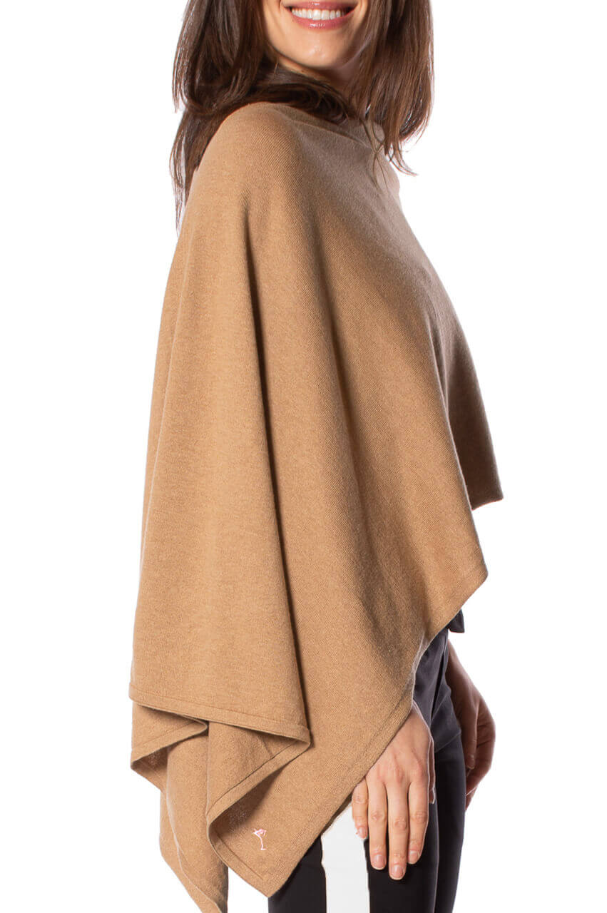 Camel Cotton Cashmere Poncho - GolftiniPonchos