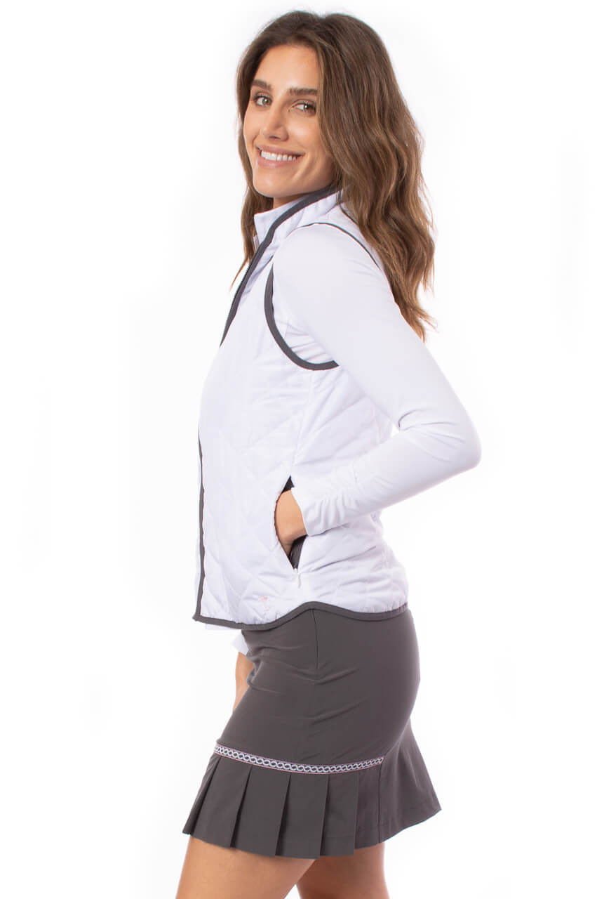 Charcoal/White Reversible Quilted Wind Vest - GolftiniVests