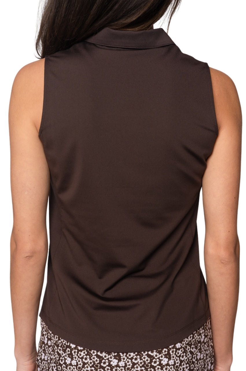 Cocoa Sleeveless Zip Polo - GolftiniTops