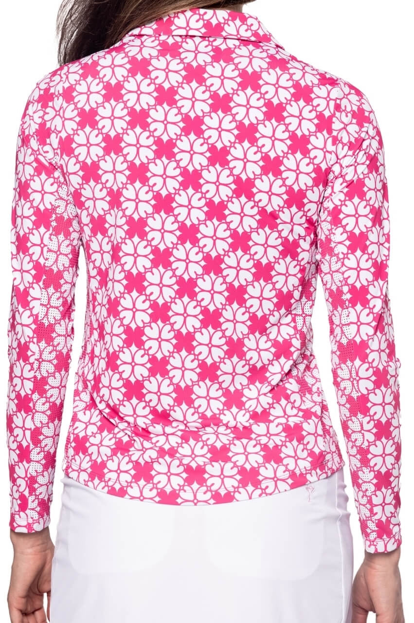 Floral Long Sleeve Cool Girl Polo - GolftiniTops