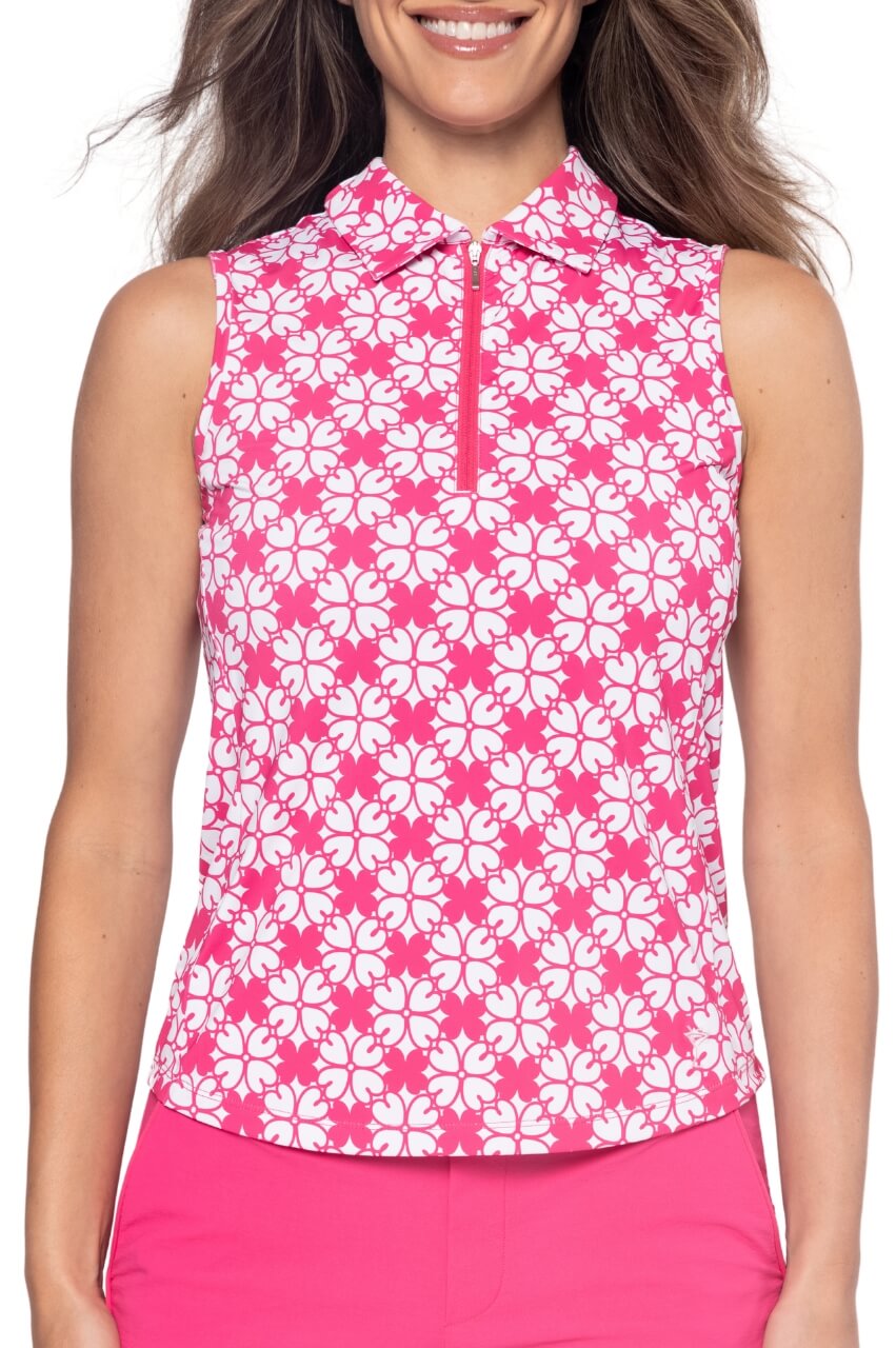 Floral Sleeveless Cool Girl Polo - GolftiniTops