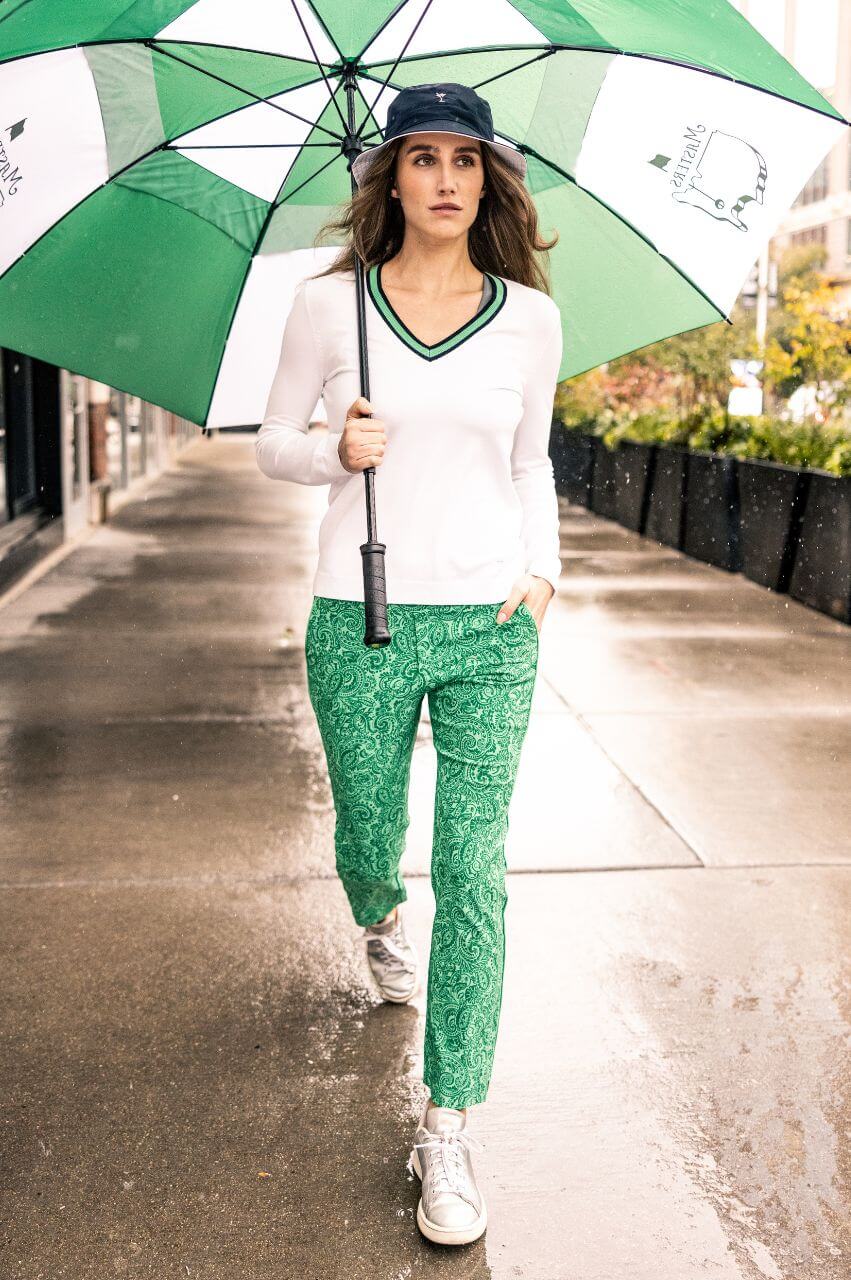 Green Paisley Stretch Ankle Pant - GolftiniPant