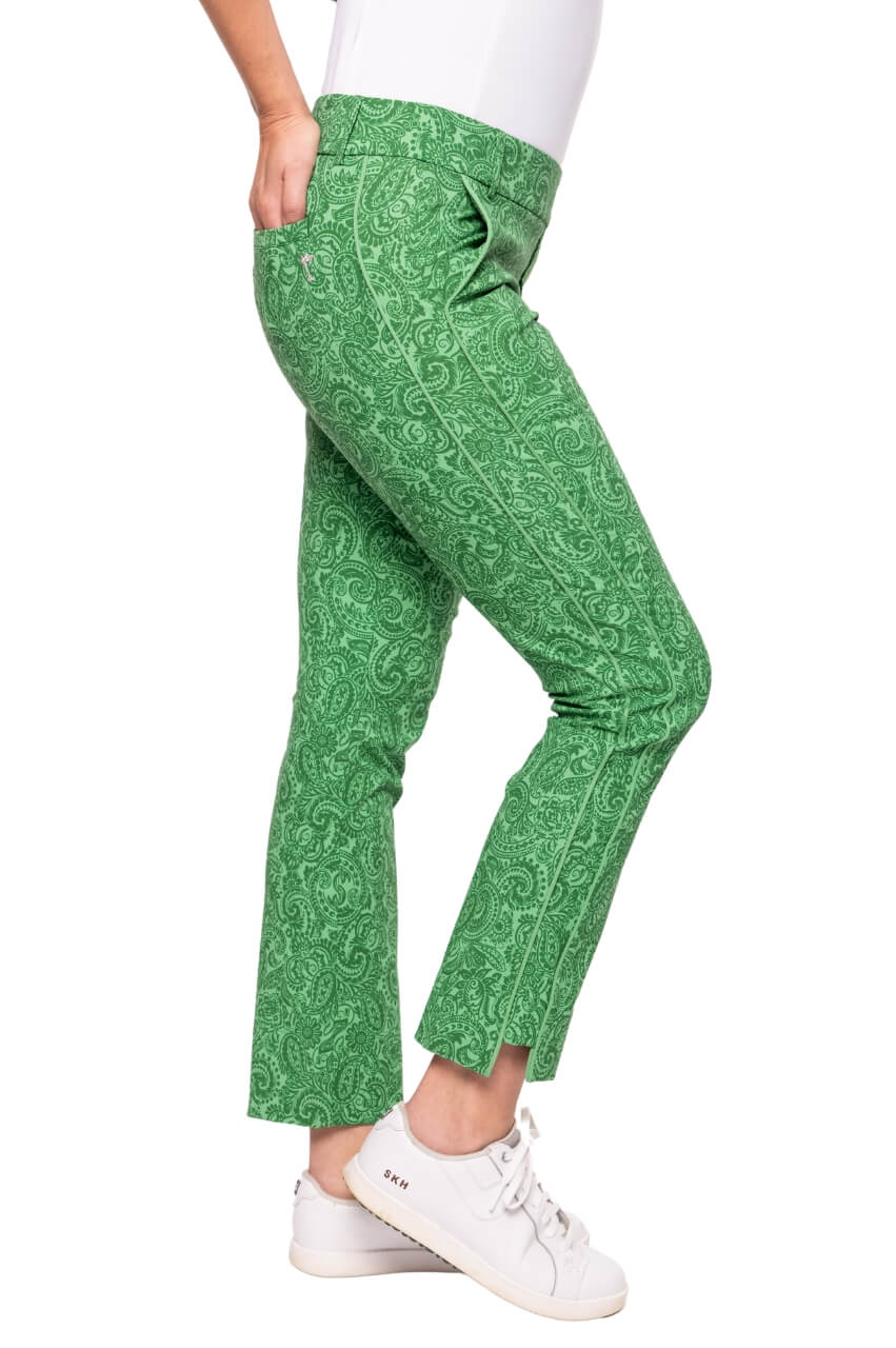 Green Paisley Stretch Ankle Pant - GolftiniPant