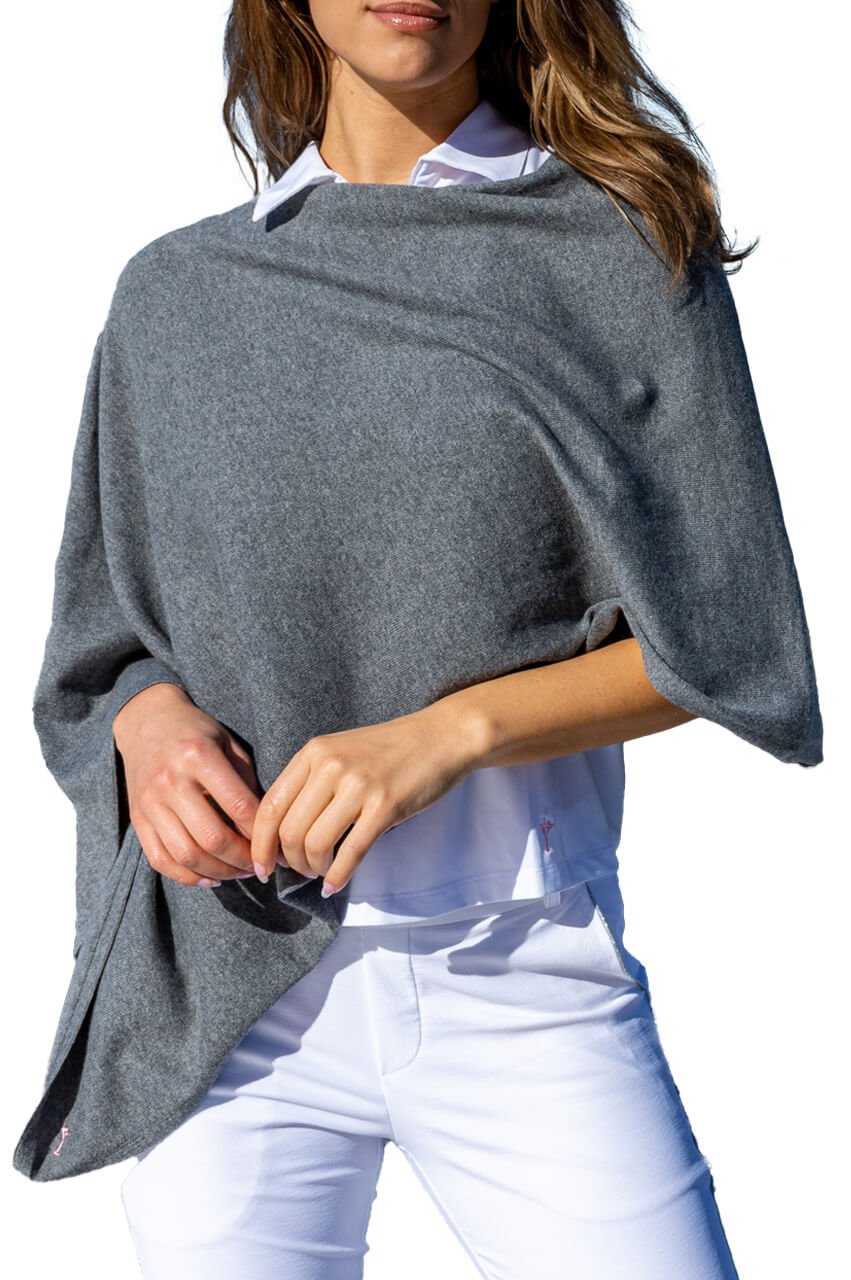 Grey Cotton Cashmere Poncho - GolftiniPonchos