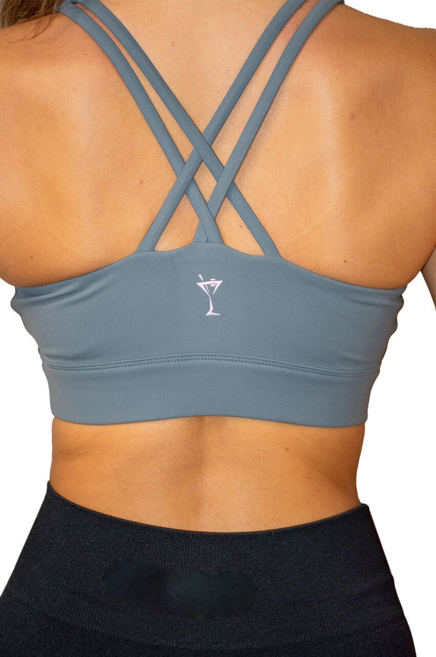 Grey Crossover Sports Bra - GolftiniTops