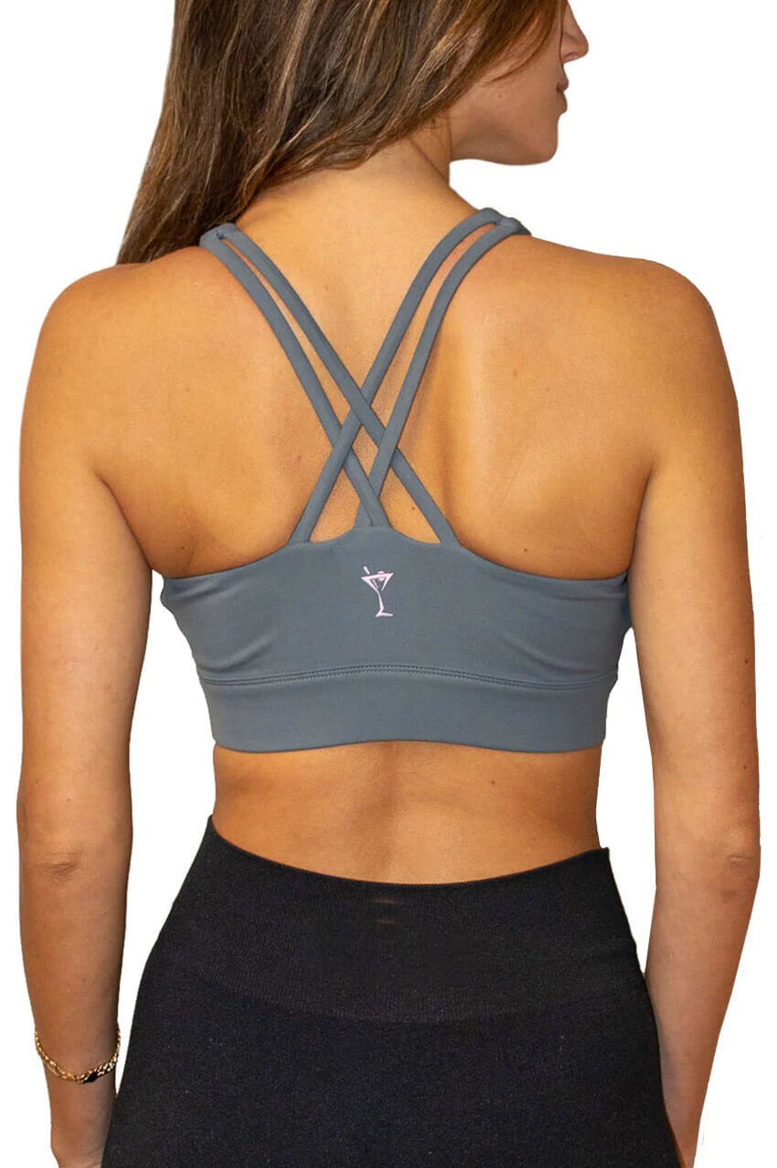 Grey Crossover Sports Bra - GolftiniTops