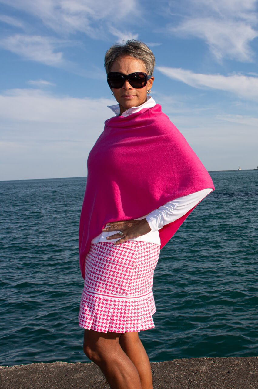 Pink cashmere poncho hotsell