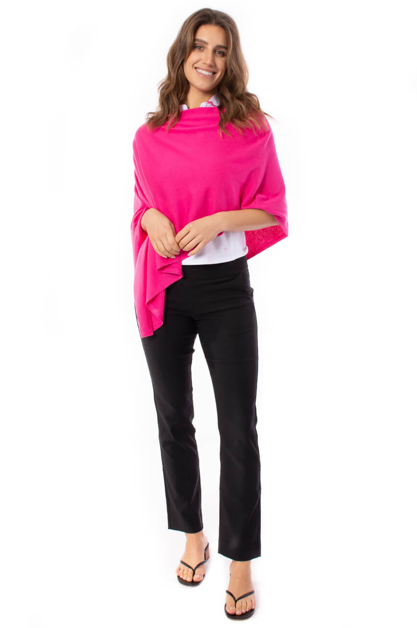 Hot Pink Cotton Cashmere Poncho - GolftiniPonchos