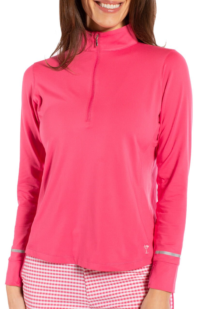 Hot Pink Fabulous Mock Pullover - GolftiniTops