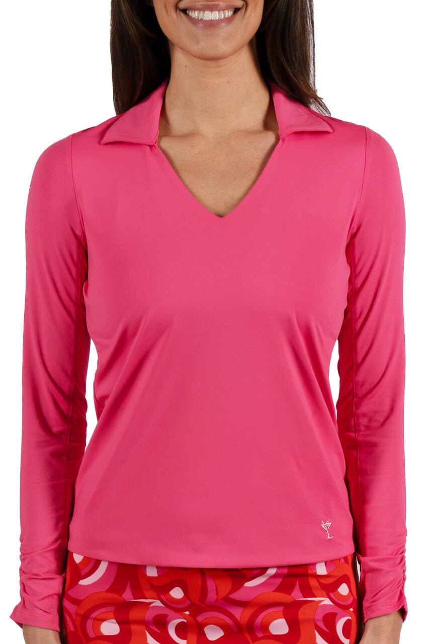 Hot Pink Long Sleeve Lisa Sport Polo - GolftiniTops