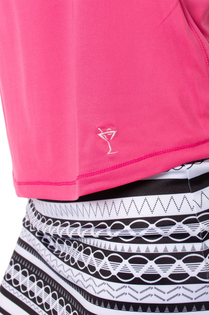 Hot Pink Long Sleeve Mesh Trim Top - GolftiniTops