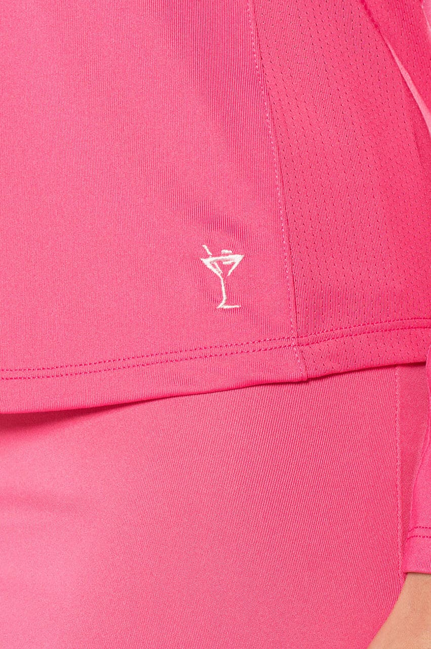 Hot Pink Long Sleeve Ruffle Polo - GolftiniTops