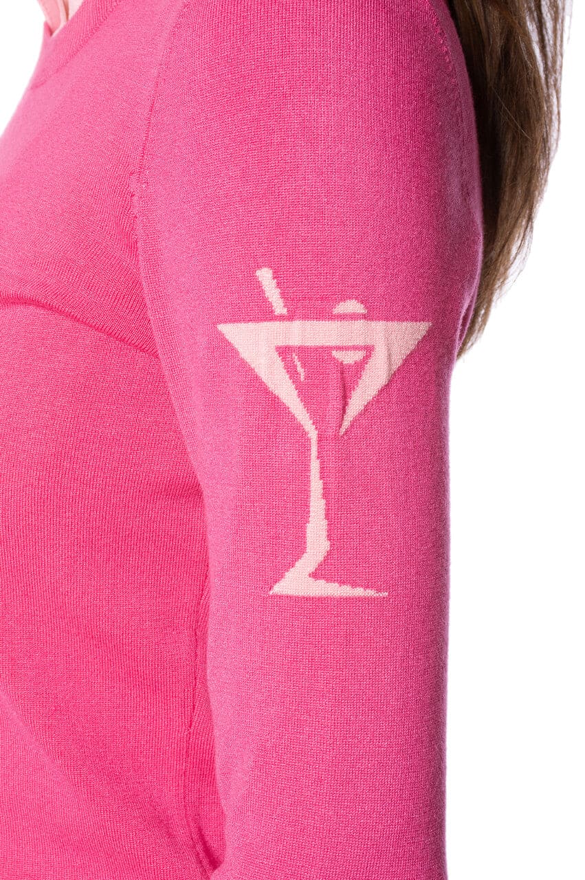 Hot Pink Martini Crewneck Sweater - GolftiniSweaters