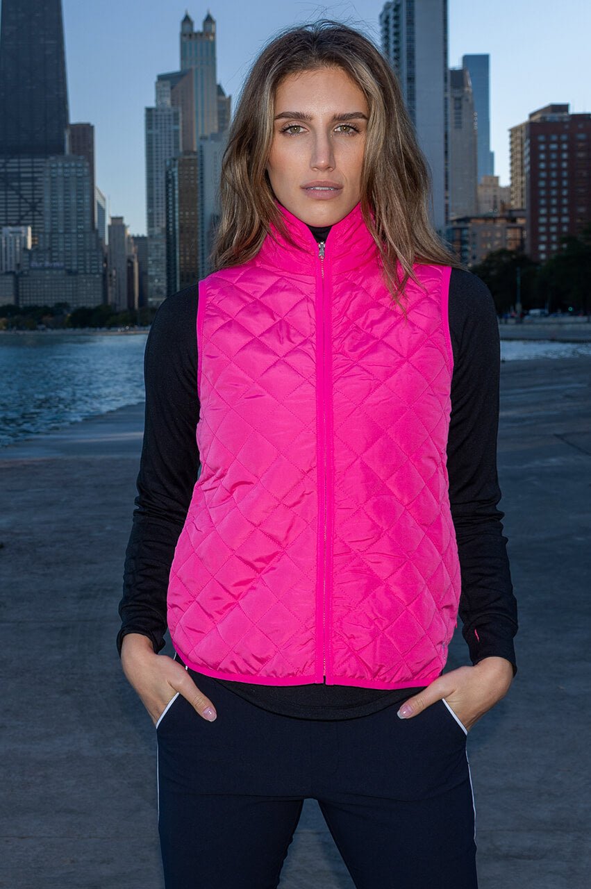 Golftini Hot Pink Quilted Wind Vest Women s Golf Outerwear