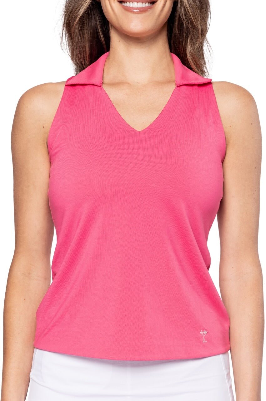 Hot Pink Sleeveless Lisa Sport Polo - GolftiniTops