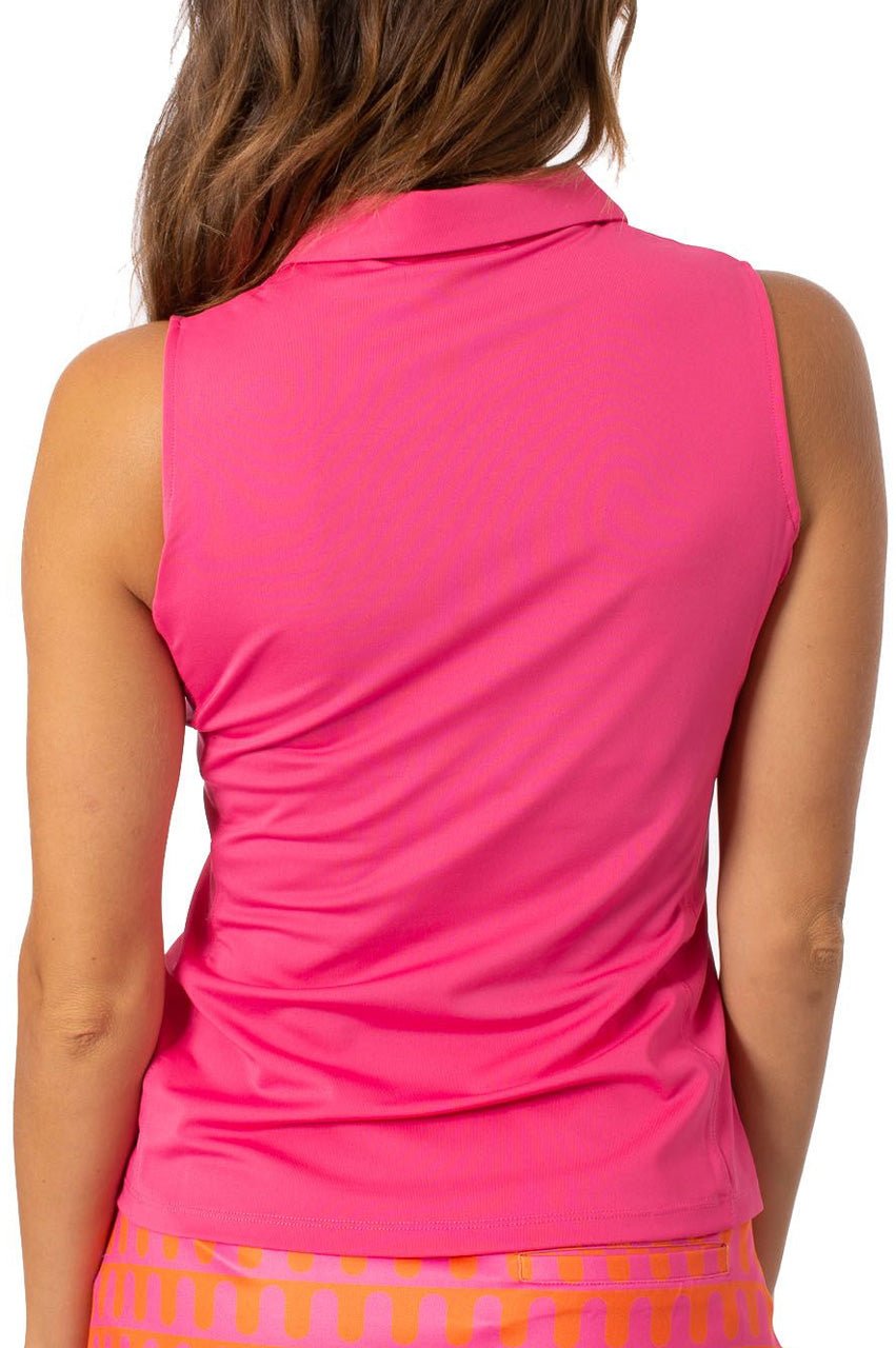 Hot Pink Sleeveless Ruffle Polo - GolftiniTops