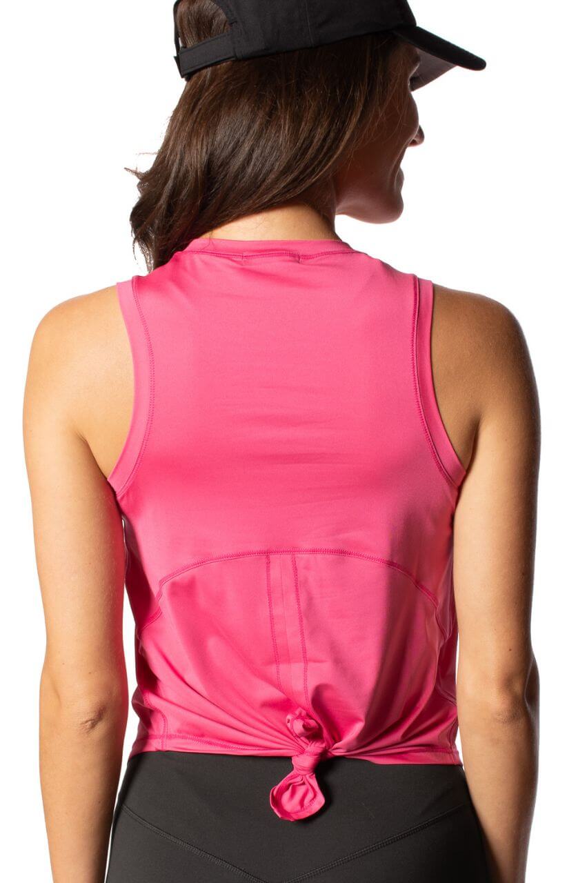 Hot Pink Sleeveless Sport Tie Top - GolftiniTops