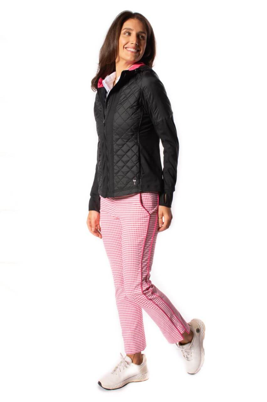 Hot Pink/White Checkered Stretch Ankle Pant - GolftiniPant