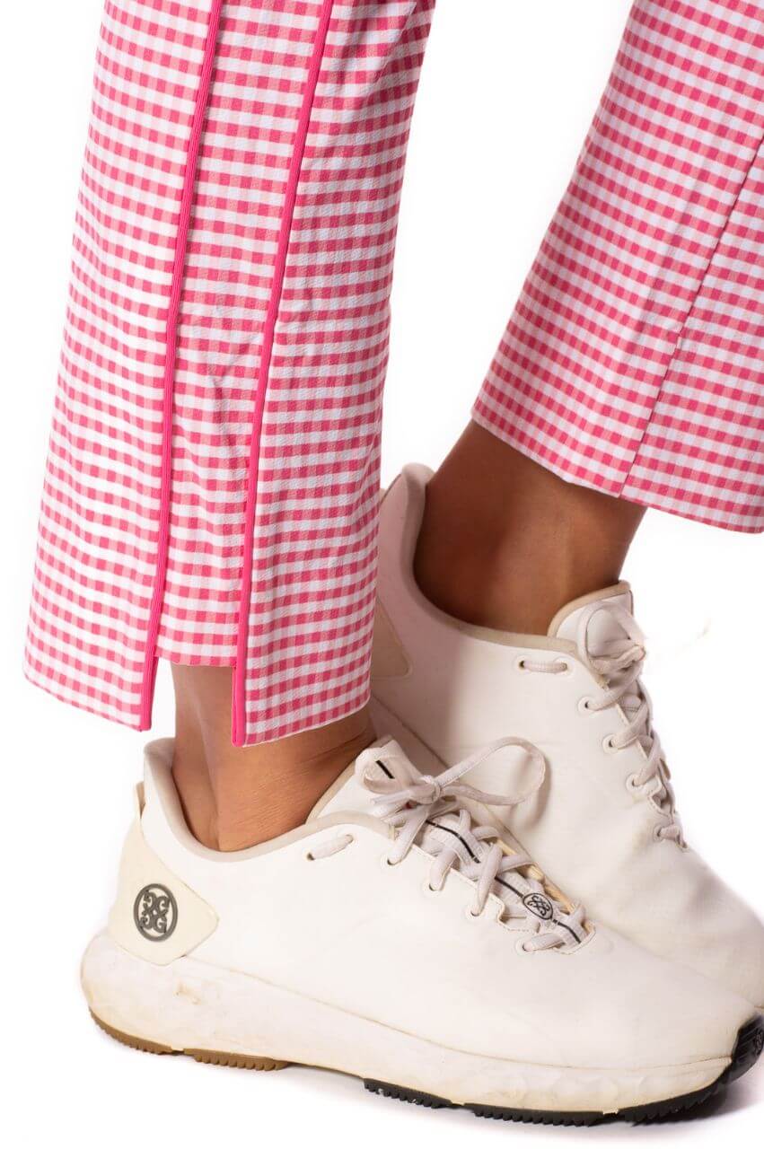 Hot Pink/White Checkered Stretch Ankle Pant - GolftiniPant