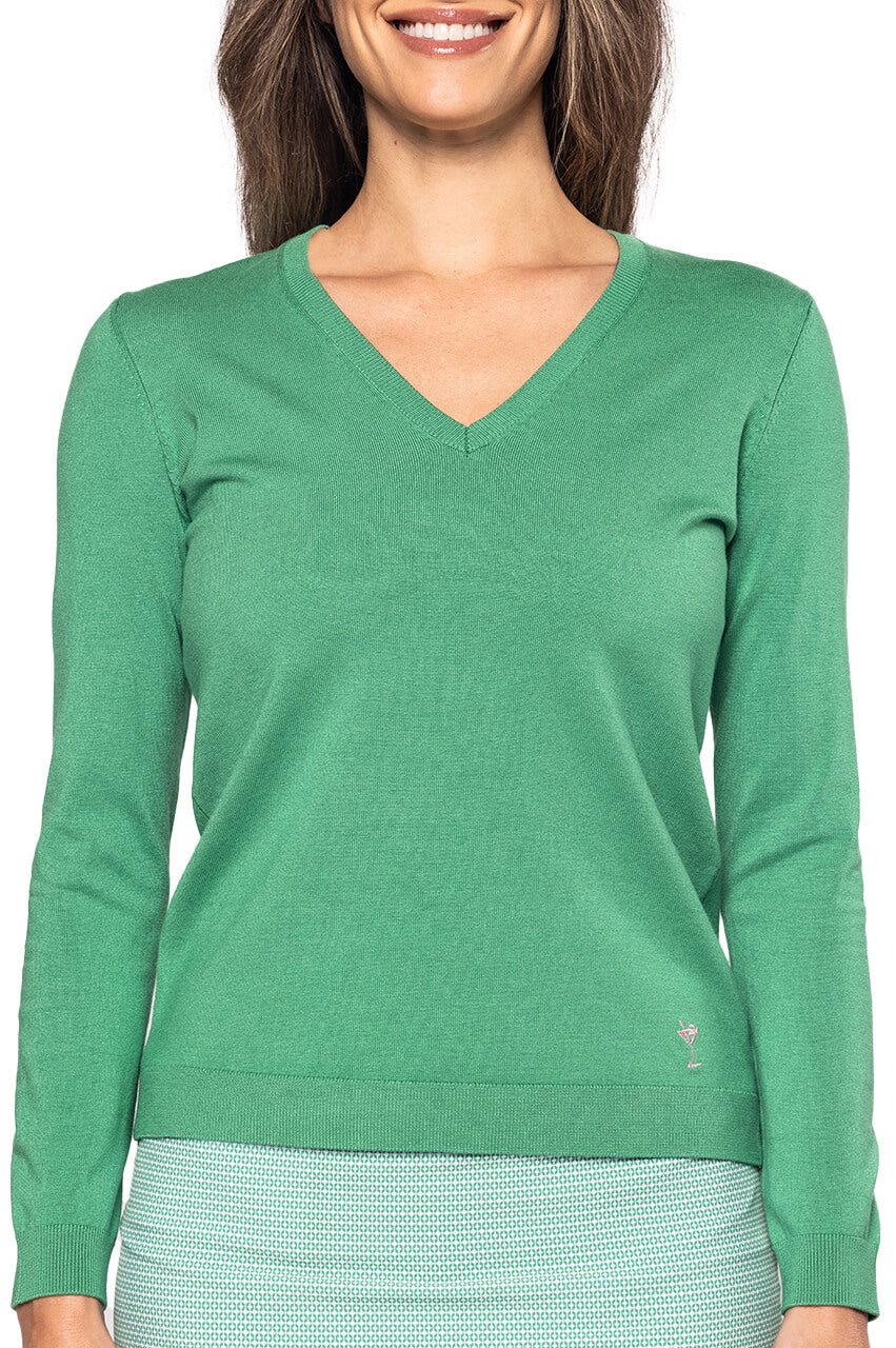 Kelly Green Stretch V - Neck Sweater - GolftiniSweaters