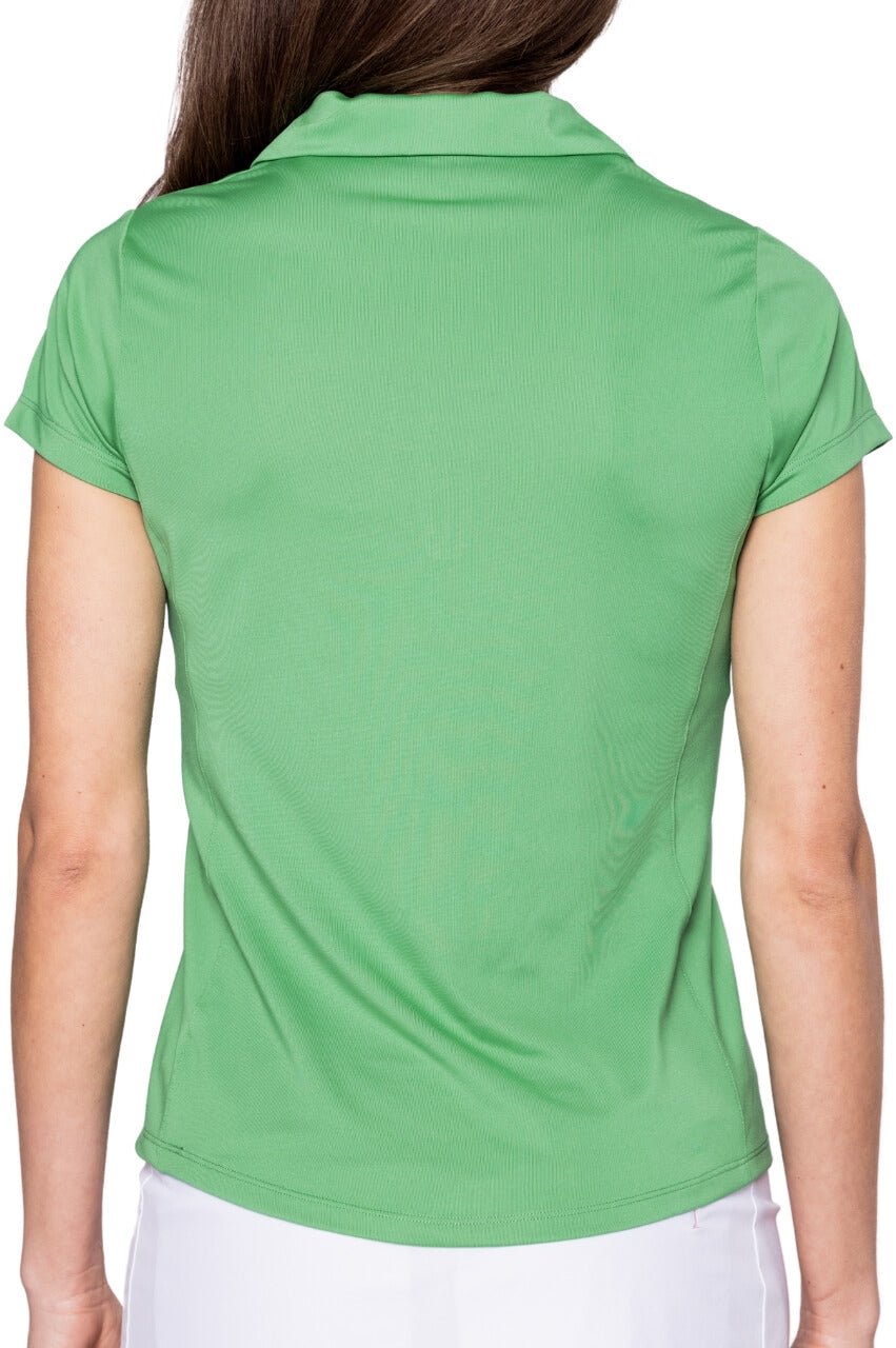 Kelly Green/White Short Sleeve Zip Polo - GolftiniTops