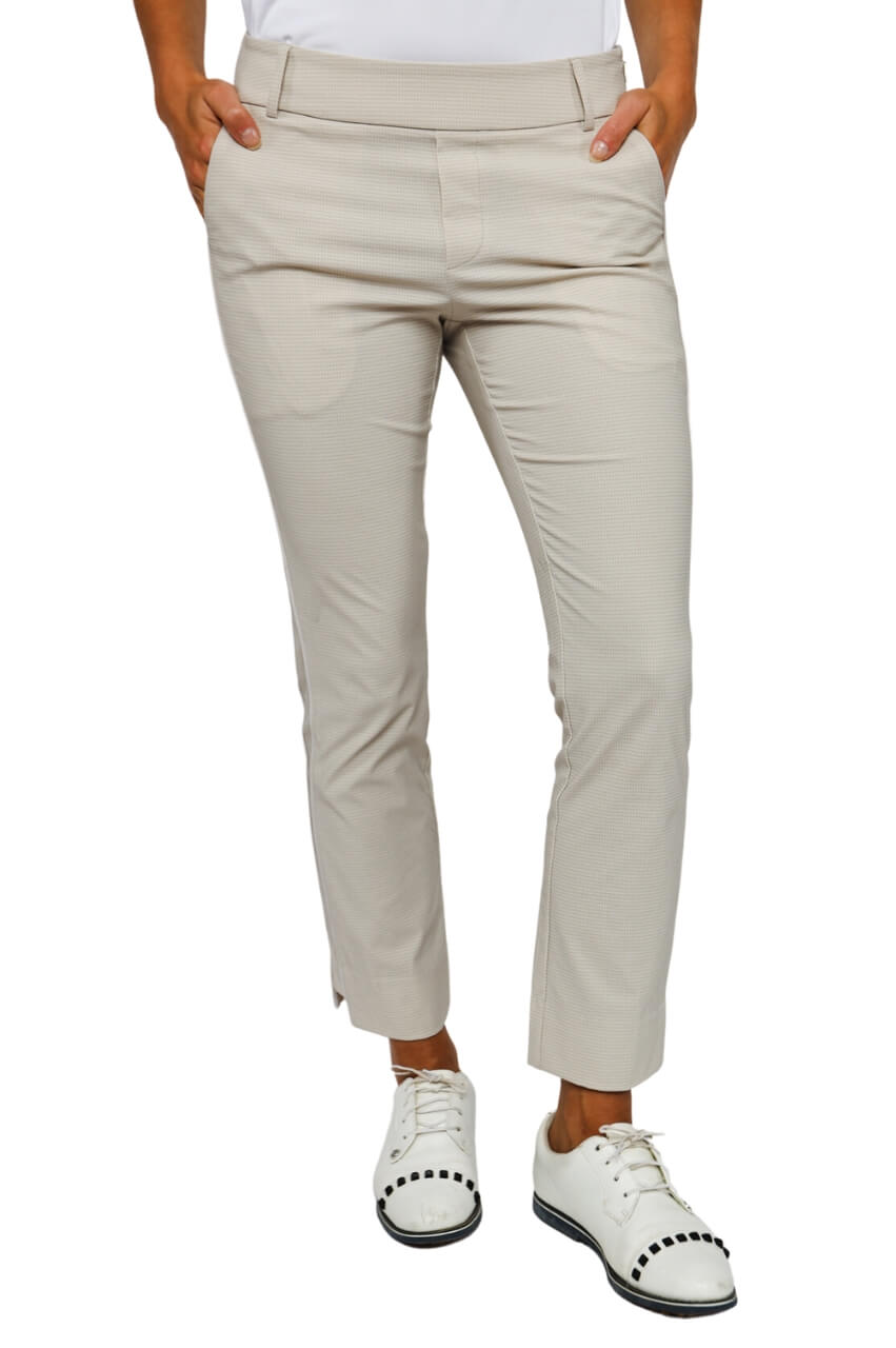 Khaki Houndstooth Stretch Ankle Pant - GolftiniPant