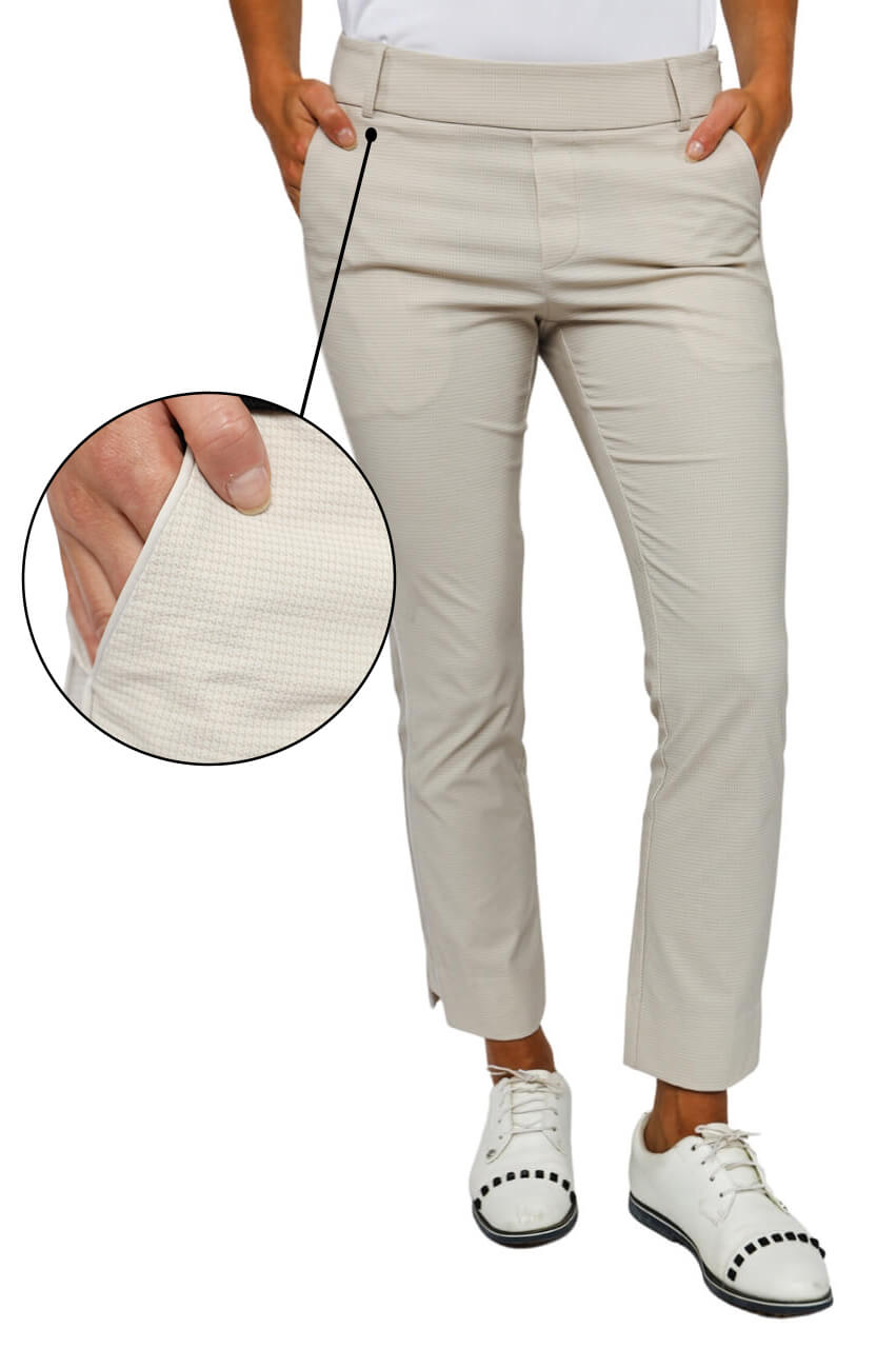 Khaki Houndstooth Stretch Ankle Pant - GolftiniPant