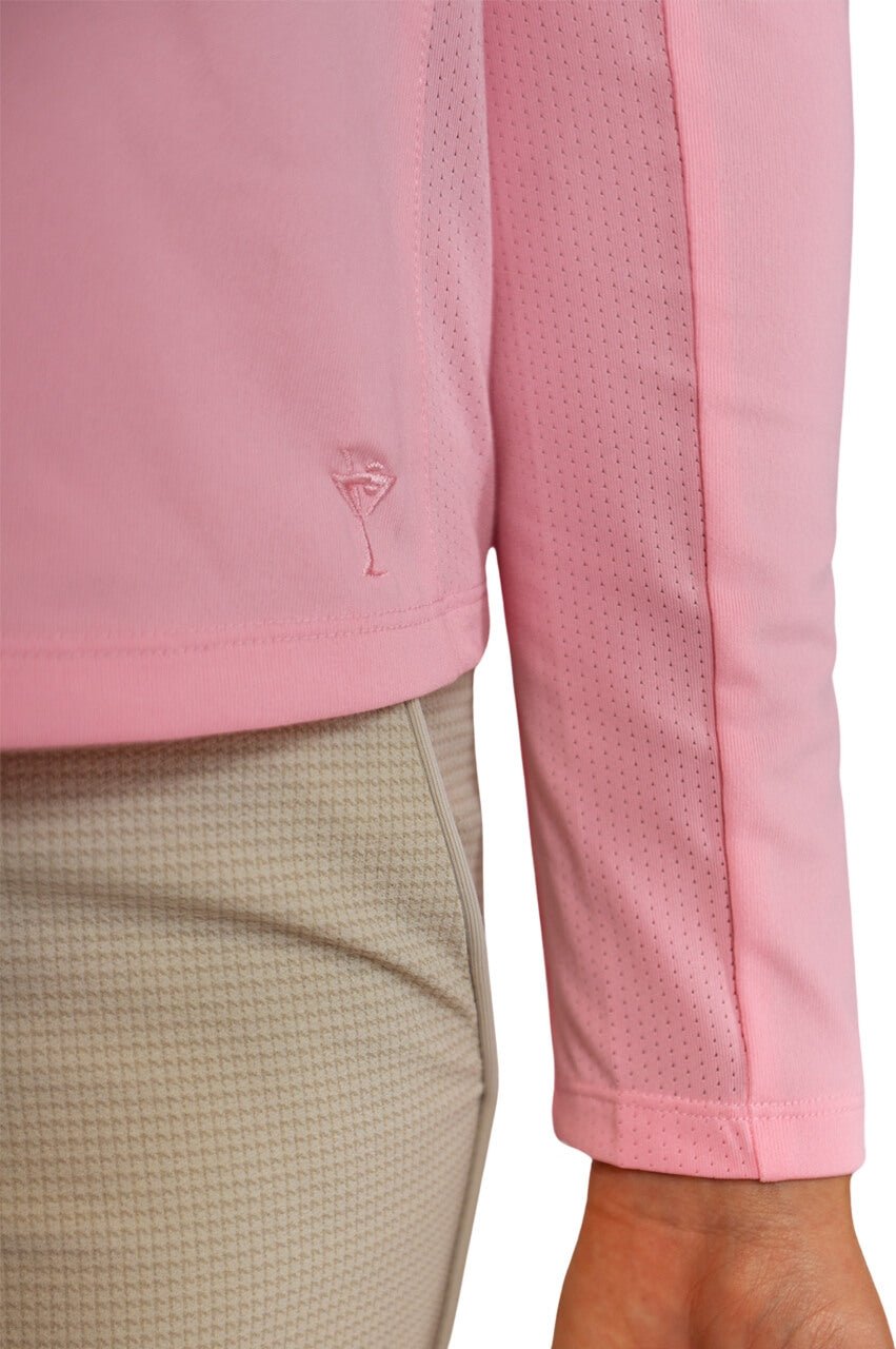 Light Pink Long Sleeve Ruffle Polo - GolftiniTops