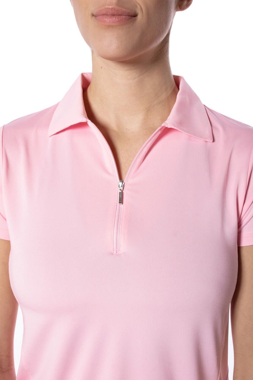 Light Pink Short Sleeve Zip Polo - GolftiniTops
