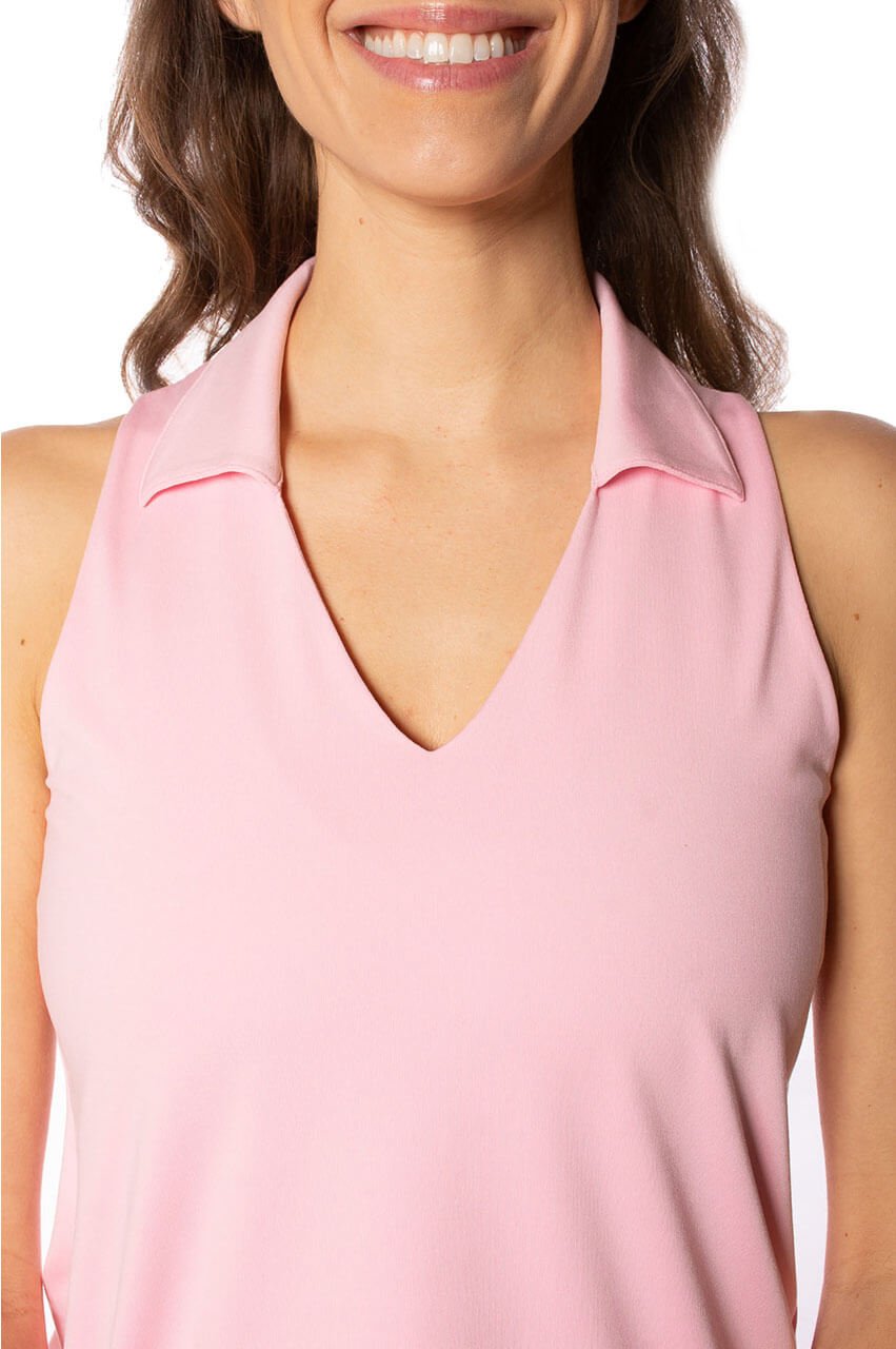 Light Pink Sleeveless Lisa Sport Polo - GolftiniTops