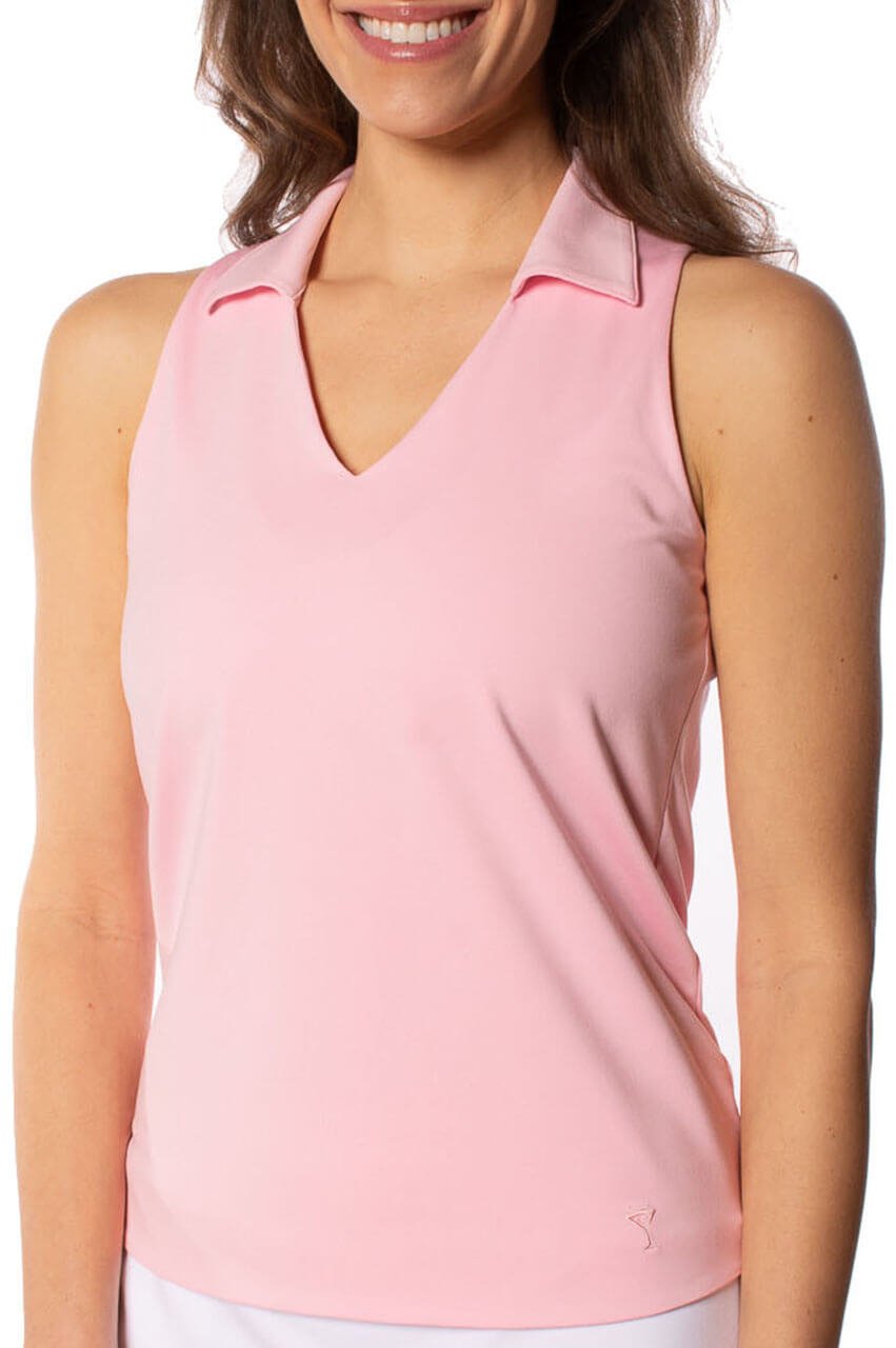 Light Pink Sleeveless Lisa Sport Polo - GolftiniTops