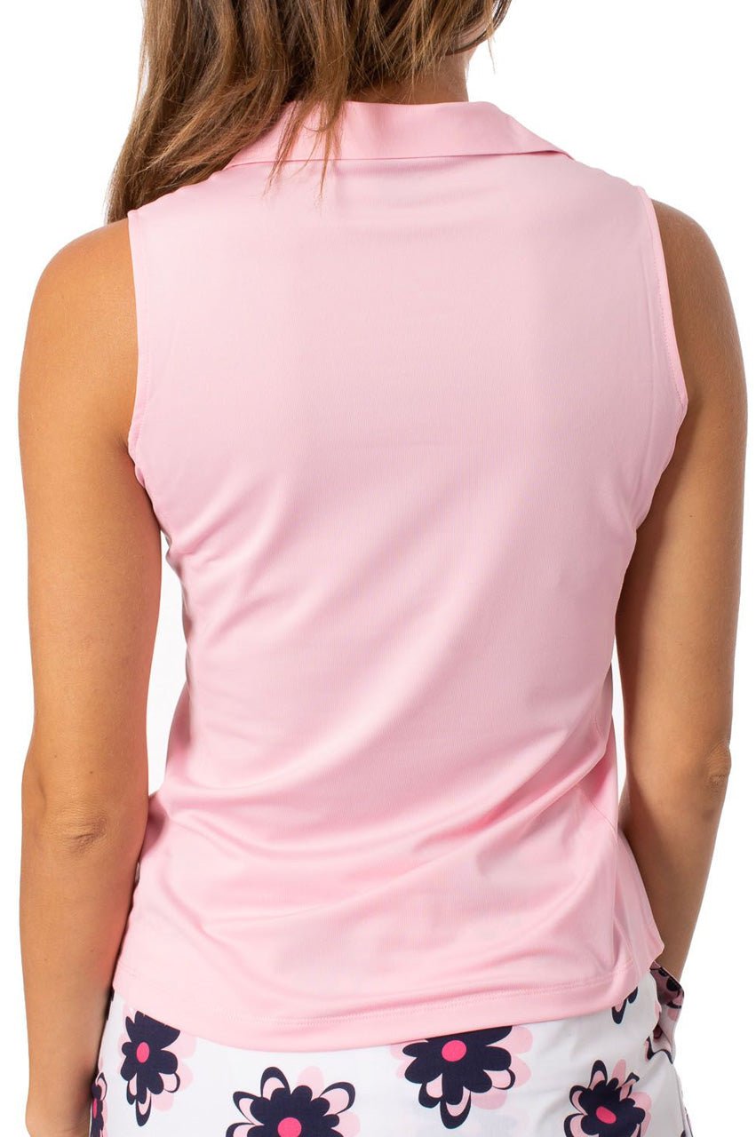 Light Pink Sleeveless Ruffle Polo - GolftiniTops