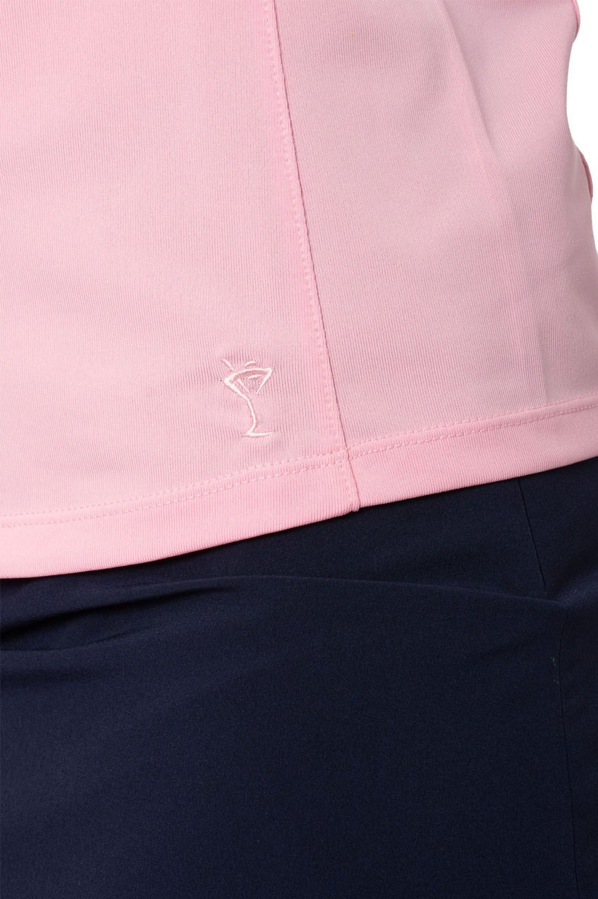 Light Pink Sleeveless Zip Polo - GolftiniTops