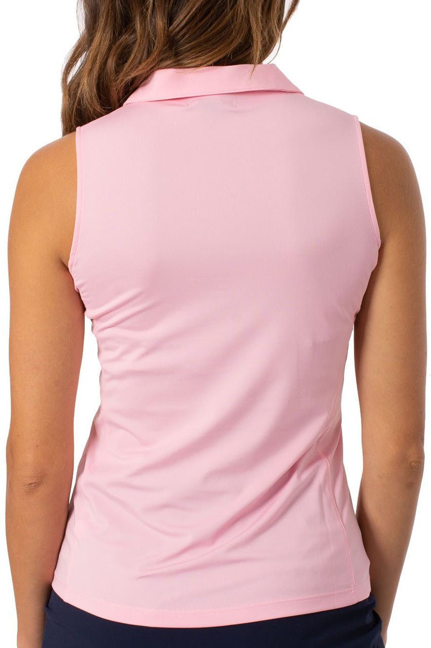 Light Pink Sleeveless Zip Polo - GolftiniTops