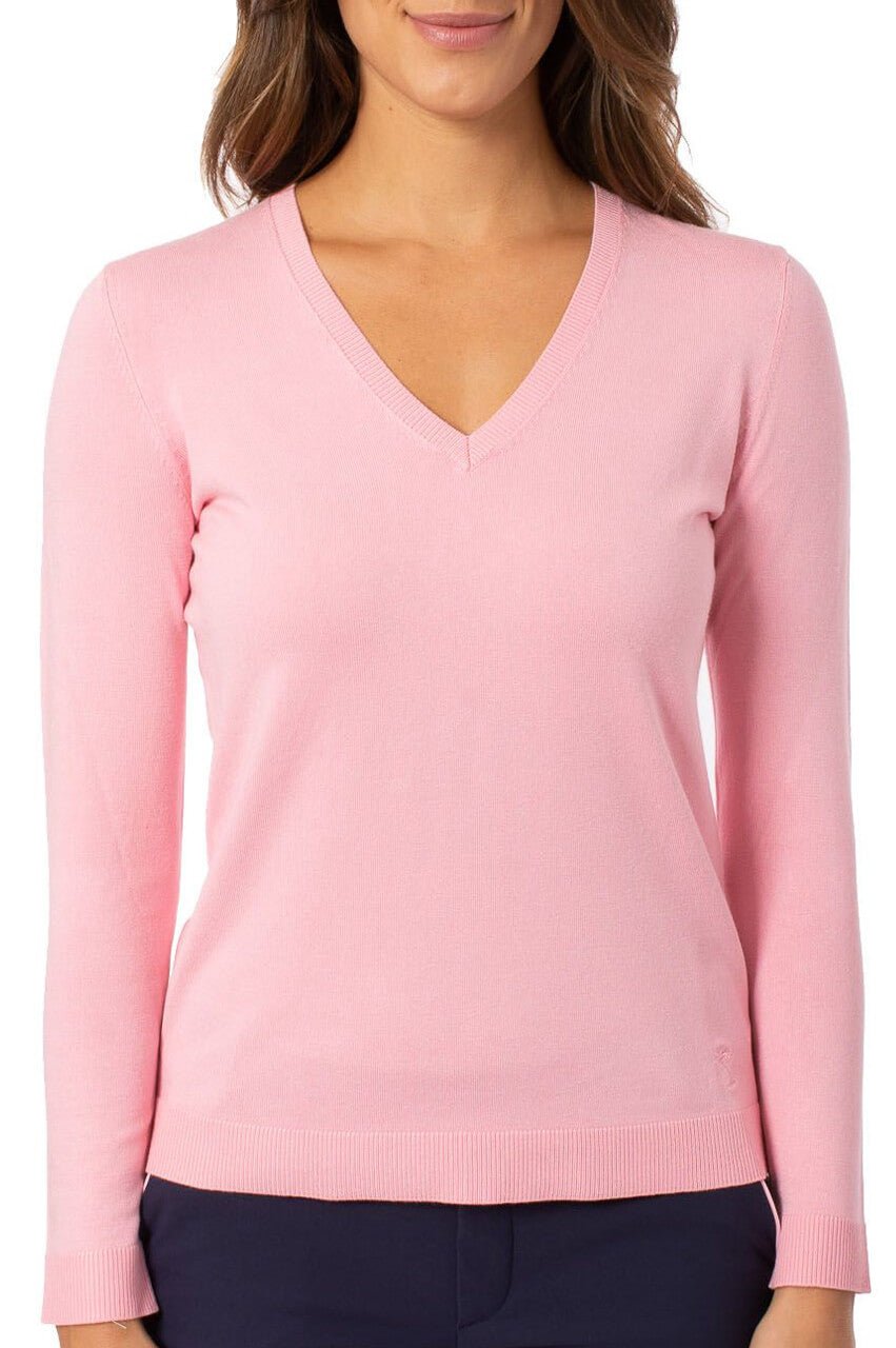 Light Pink Stretch V - Neck Sweater - GolftiniSweaters