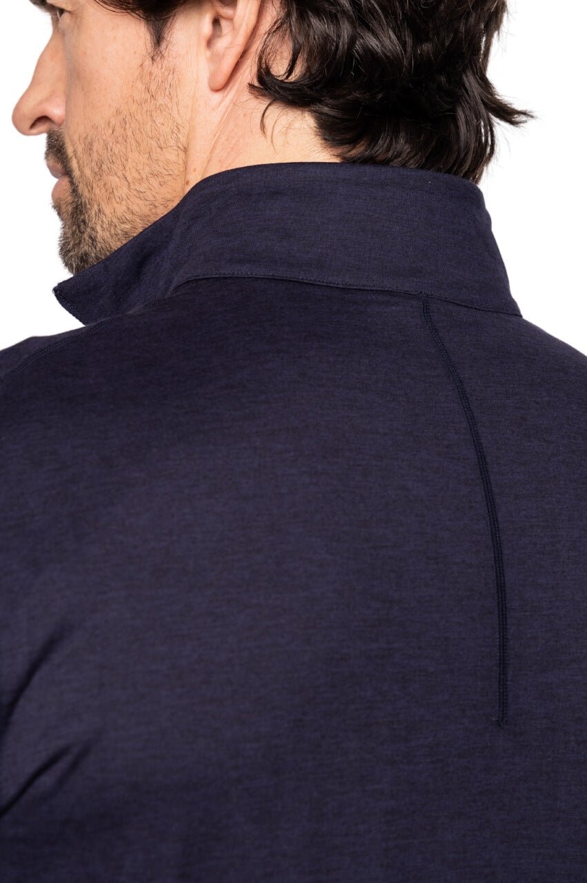 Men's Heathered Navy Quarter Zip Pullover - GolftiniMen's Tops